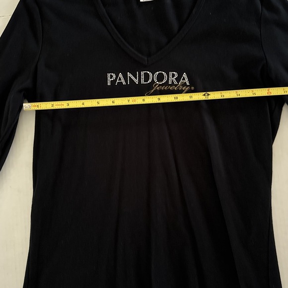 Pandora Jewelry  Store Employee V Neck Rhinestone Shirt Black XL - Picture 4 of 11